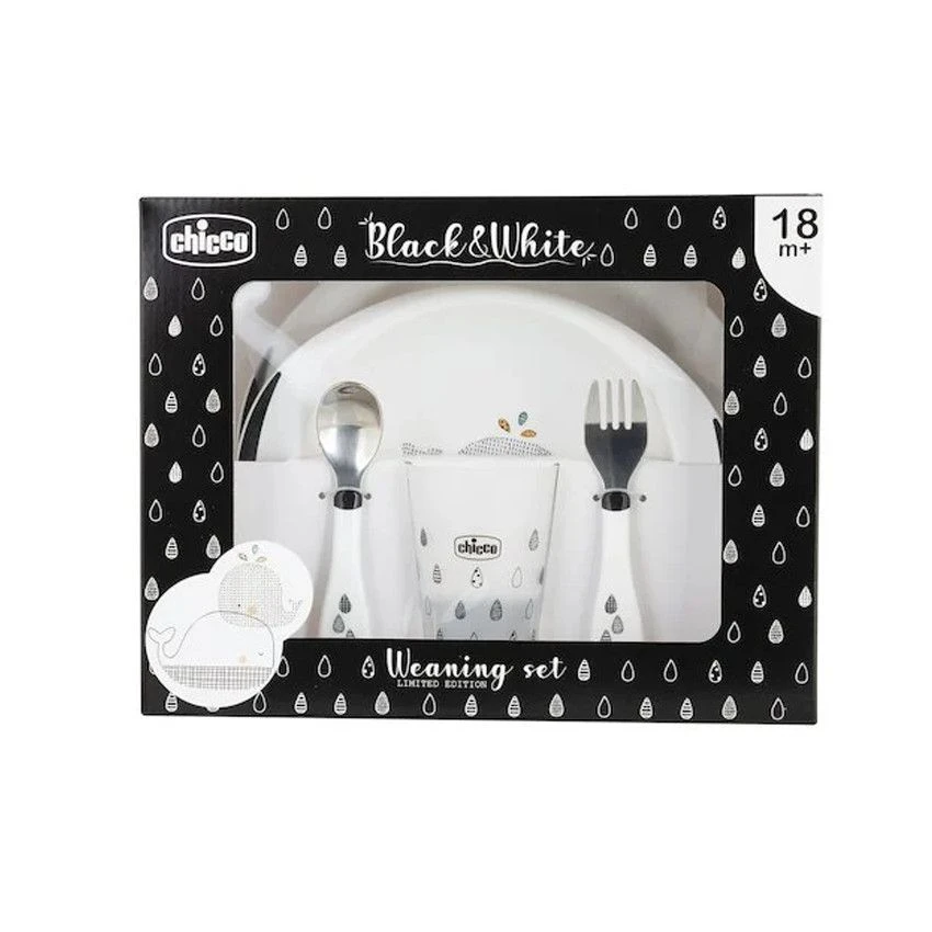 CHICCO Coffret Repas Black And White Pour Bébé