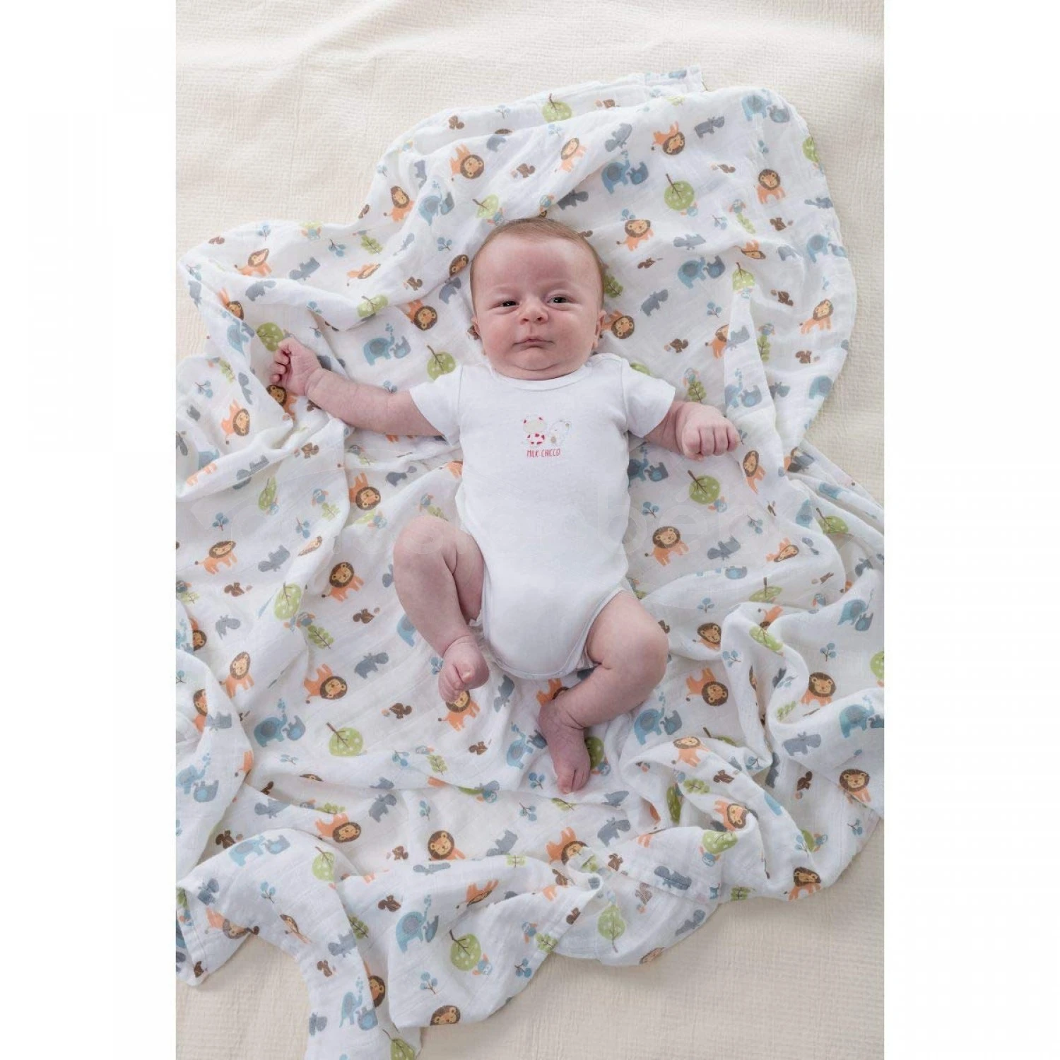 Lot De 2 Langes Light Grey 110x110 Chicco 5 Lot De 2 Langes Light Grey 110x110 Chicco – Image 3